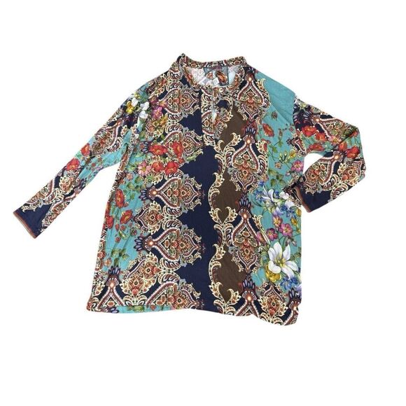 Johnny Was Indi Flower Long Sleeve Henley T Shirt Size 2XS XXS - Picture 5 of 12